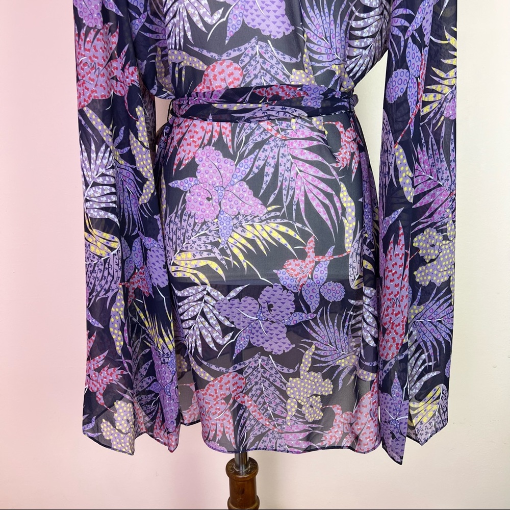 🛑 SOLD 🛑 New! Rare AGENT PROVOCATEUR Riva Palm Leaf Silk Kimono Cover-Up - Picture 9 of 13